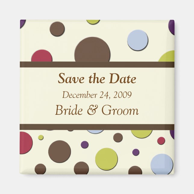 Save the Date Magnet, polka dots Magnet (Front)