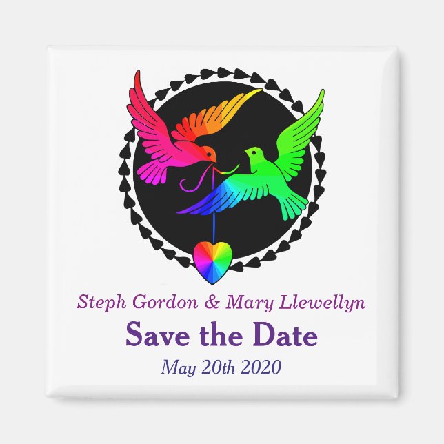 Save the Date Magnet Rainbow Pride Gay Wedding (Front)