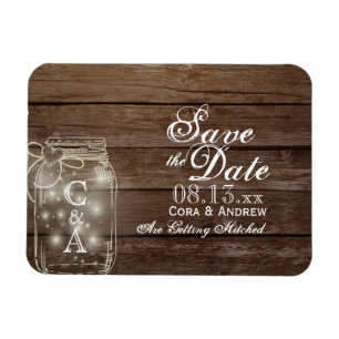 Save the Date Magnet Rustic Mason Jar Lights