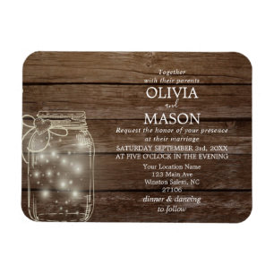 Save the Date Magnet Rustic Mason Jar Lights