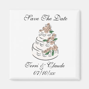 Save The Date Magnet Wedding Cake Bride Groom Name