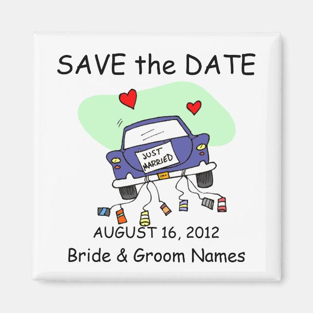 Save the Date Magnet Wedding Just Married Clipart (Front)