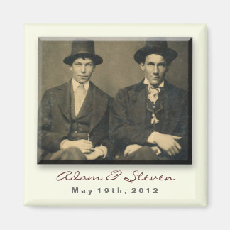 Save the Date magnet with vintage portrait.