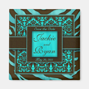 Save the Date Magnet Zebra Damask BB
