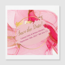 Save The Date Magnetic Card in Pink and Gold
