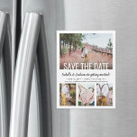 Save the Date Magnets 4 Photo Modern Wedding<br><div class="desc">Share the joyful news of your engagement with these elegant wedding save the date postcard size magnets. Send in mail using A2 size envelopes (4-3/8"x5-3/4") (sold separately), or simply insert into larger size greeting cards. The magnetic back makes them easy to display. Picture and text are simple to customise. (IMAGE...</div>