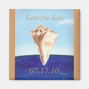 Save the date magnets, conch seashell painting magnet