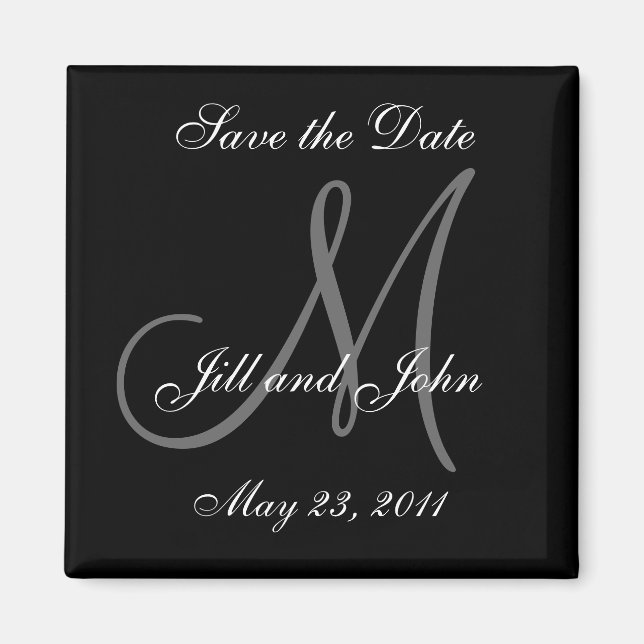 Save the Date Magnets Names and Monogram (Front)