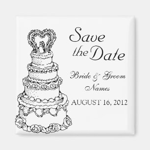 Save the Date Magnets Wedding Cake Couple Clipart