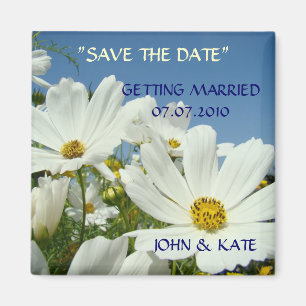 SAVE THE DATE magnets WHITE DAISIES Wedding