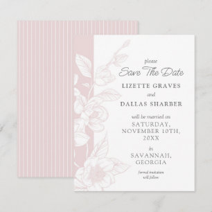 Save The Date Magnolia Blush Southern Wedding Card
