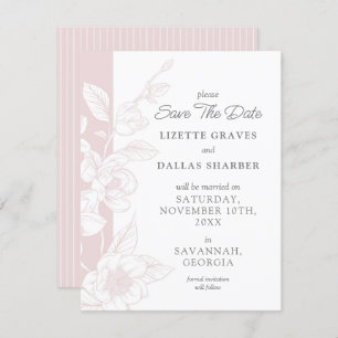 Save The Date Magnolia Blush Southern Wedding Card