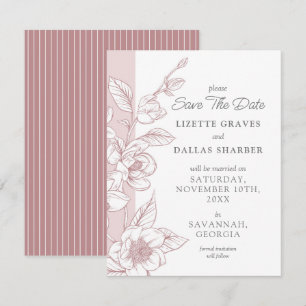 Save The Date Magnolia Blush Southern Wedding Card