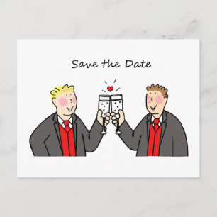 Save the Date Male Couple Announcement Postcard