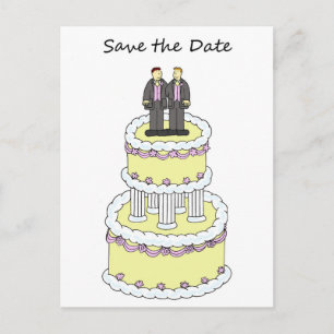 Save the Date Male Couple  Announcement Postcard