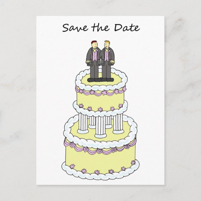 Save the Date Male Couple  Announcement Postcard (Front)