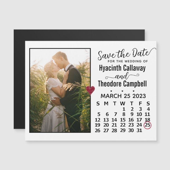 Save the Date March 2023 Calendar Photo Magnet (Front/Back)