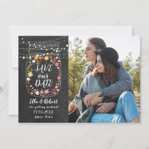 Save the Date Mason Jar String Lights Boho Photo