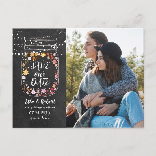 Download Save the Date Mason Jar String Lights Boho Photo ...