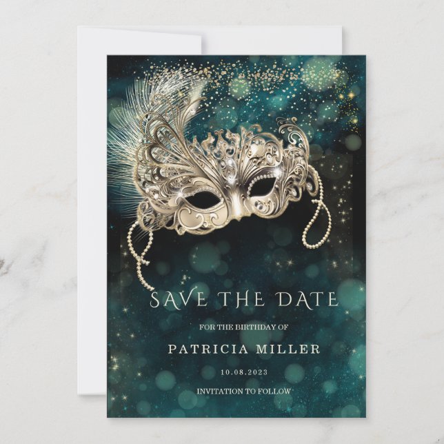 Save the Date Masquerade Party Invitation (Front)