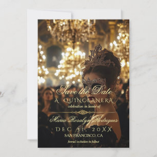 Save the Date Masquerade Quinceanera Photo Invitation