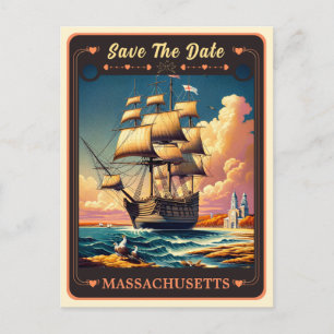 Save the Date Massachusetts Invitation Postcard
