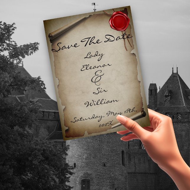 Save The Date Mediaeval Grey Scroll Wax Seal (Creator Uploaded)