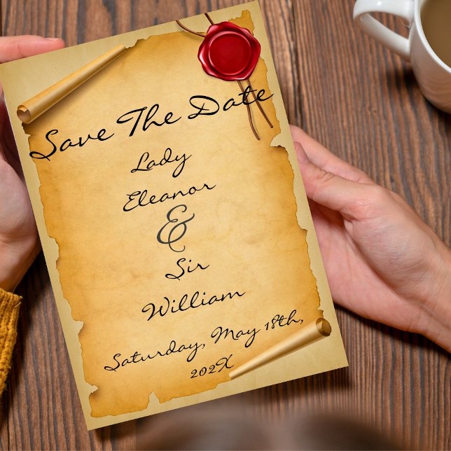 Save The Date Mediaeval Parchment Scroll Red Seal (Creator Uploaded)