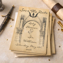 Save The Date Mediaeval Renaissance Faux Parchment