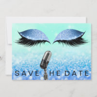 Save The Date Microphone Glitter Tiffany Ocean Eye