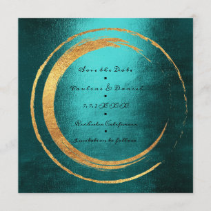 Save The Date Minimal Teal Gold Wreath