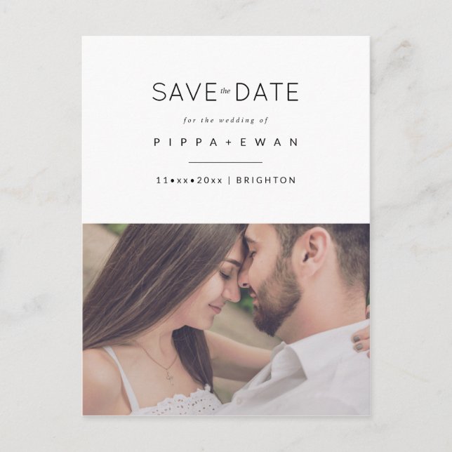 Save the Date, minimalist Announcement Postcard (Front)