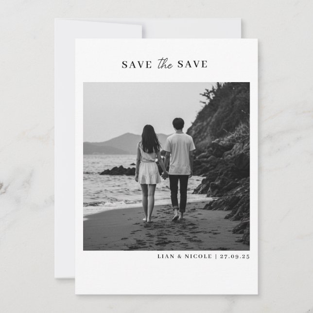 Save the date - minimalist elegant with photo (Front)