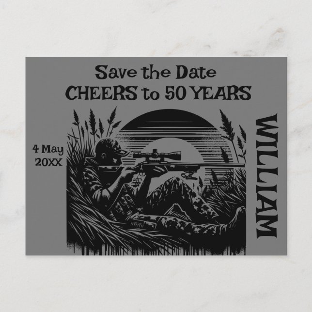 Save the Date Minimalist Hunter | Holiday Postcard (Front)