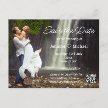 save the date minimalist script qr code photo