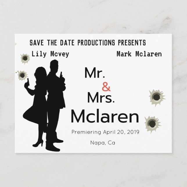 Save The Date Mock Movie Poster Postcard (Front)