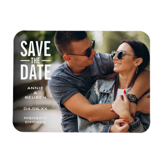 Save the Date Modern Announcement Photo Magnet (Horizontal)