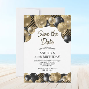 Save the Date Modern Balloons 40th Birthday Invitation