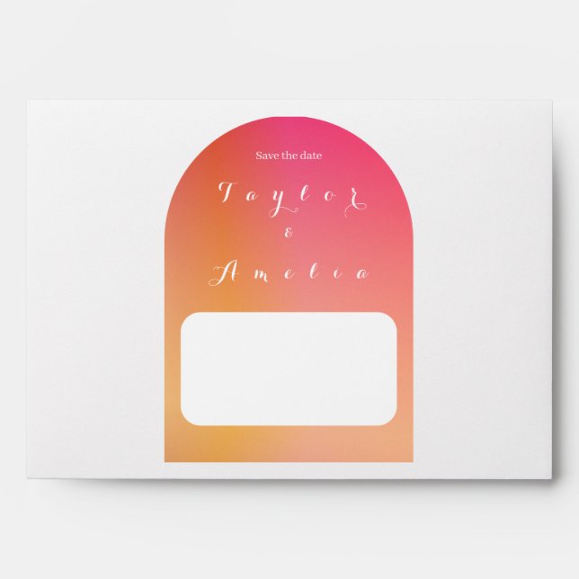 Save the Date Modern Boho Arch Orange Invitation  Envelope (Front)