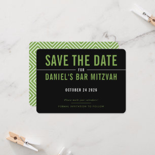 SAVE THE DATE modern bold block type black green Invitation