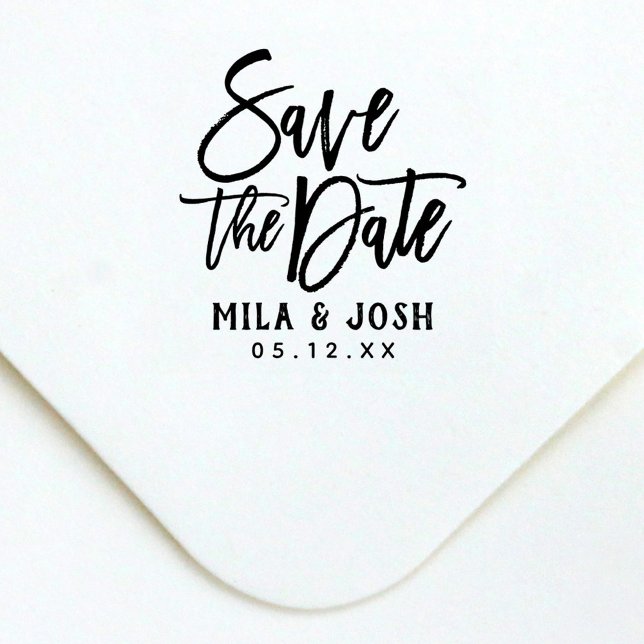 Save the Date Modern Brush Wedding Self-inking Stamp (Creator Uploaded)