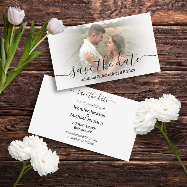 save the date modern calligraphy  wedding photo  card (Creator Uploaded)