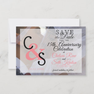 Save The Date Modern Day Anniversary Love - Coral