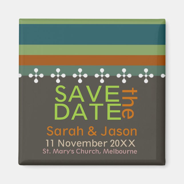 Save the Date Modern Earth Stripes Magnet (Front)