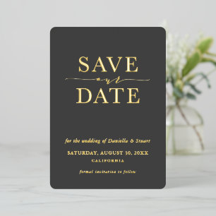SAVE THE DATE modern elegant minimal charcoal grey