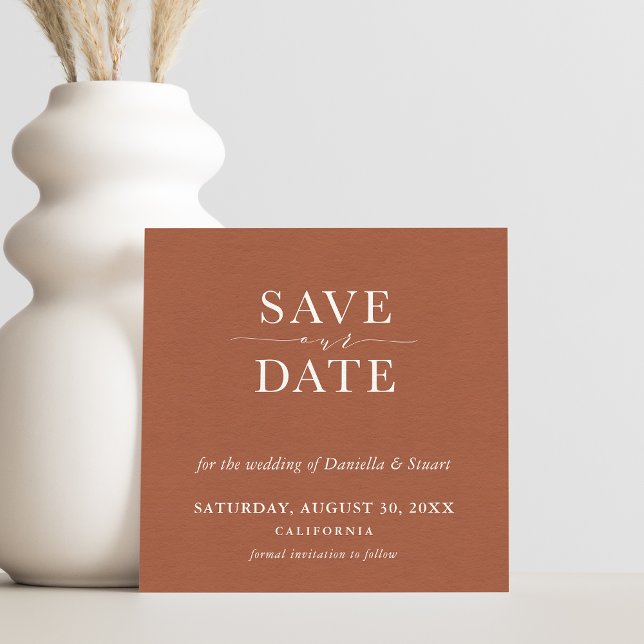 SAVE THE DATE modern elegant terracotta clay Invitation (Creator Uploaded)