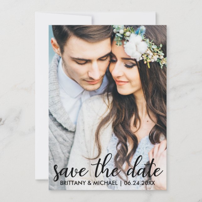 Save The Date Modern Engagement Photo Card SB (Front)