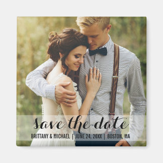Save The Date Modern Engagement Photo Magnet SW