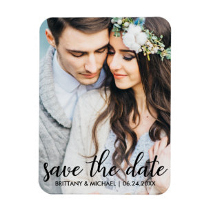 Save The Date Modern Engagement Photo SB Magnet