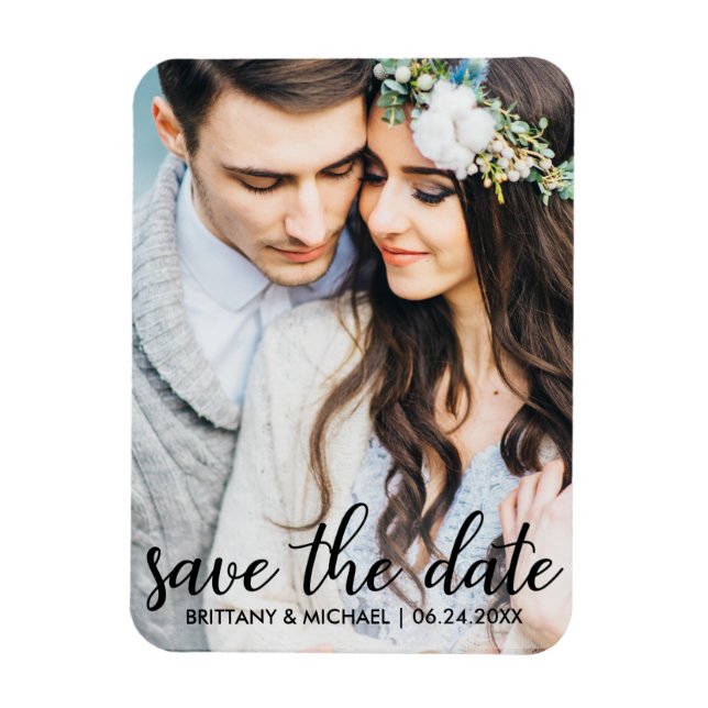 Save The Date Modern Engagement Photo SB Magnet (Vertical)